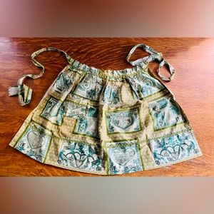 Vintage Waverly Bonded Glosheen Half Apron Marriage Blessing MCM￼ Ricrac 70s ?